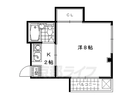 京阪電気鉄道鴨東線 出町柳駅 徒歩8分 3階建 築40年(1K/3階)の間取り写真