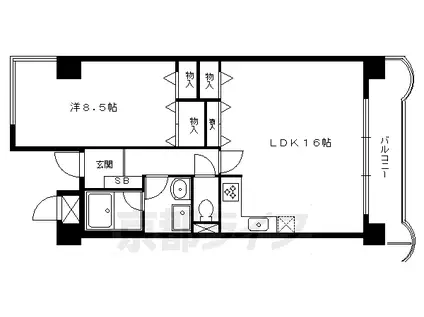 京阪電気鉄道鴨東線 出町柳駅 徒歩11分 7階建 築34年(1LDK/2階)の間取り写真