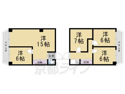 京都市烏丸線 今出川駅 徒歩13分 6階建 築43年(5K/6階)の間取り写真