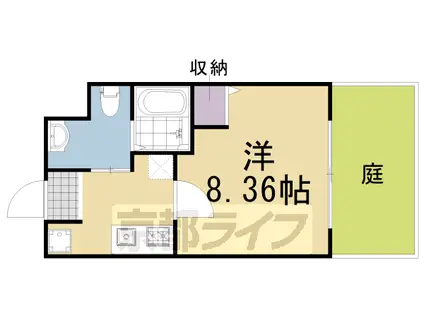 フラッティ千本下長者町(1K/1階)の間取り写真