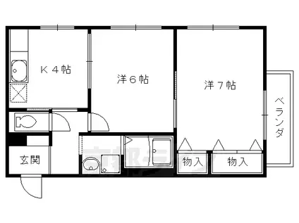 ヴィヴァーチェ西賀茂(2DK/2階)の間取り写真