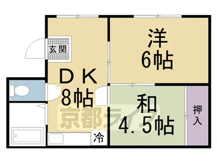 京都市烏丸線 今出川駅 徒歩8分 3階建 築38年(2DK/2階)の間取り写真