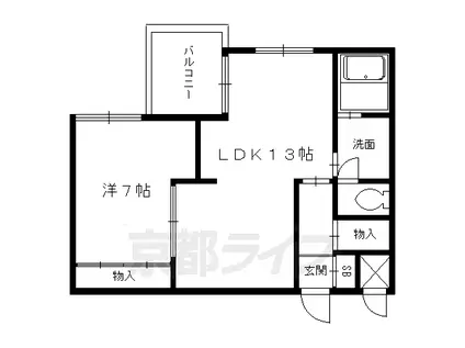 京阪電気鉄道鴨東線 神宮丸太町駅 徒歩4分 3階建 築39年(1LDK/3階)の間取り写真