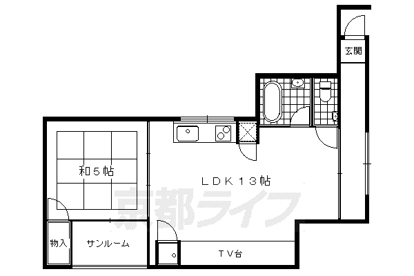 京阪電気鉄道鴨東線 神宮丸太町駅 徒歩24分 3階建 築49年(1LDK/1階)の間取り写真