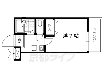 京都市烏丸線 北大路駅 徒歩15分 4階建 築33年(1K/2階)の間取り写真