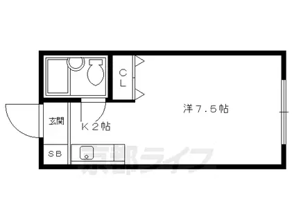 叡山電鉄 宝ケ池駅 徒歩2分 4階建 築48年(1K/3階)の間取り写真