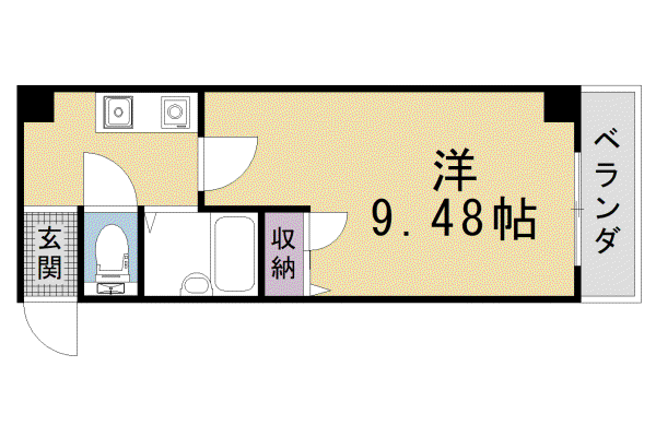 IWISH(1K/4階)の間取り写真