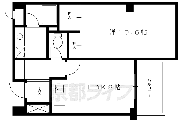 叡山電鉄 元田中駅 徒歩12分 6階建 築34年(1LDK/3階)の間取り写真