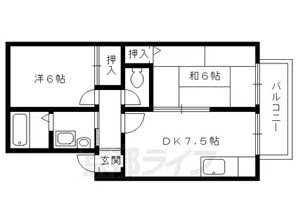 叡山電鉄 木野駅 徒歩1分 2階建 築32年(2LDK/1階)の間取り写真