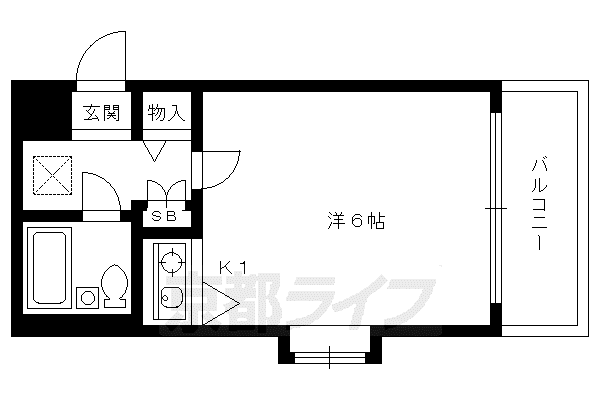 京福北野線 北野白梅町駅 徒歩15分 4階建 築38年(ワンルーム/4階)の間取り写真