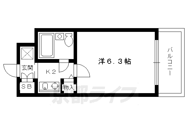 DETOM-1西陣PART2(1K/3階)の間取り写真