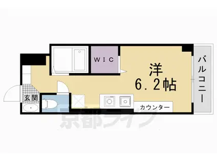 京福北野線 北野白梅町駅 徒歩15分 4階建 築38年(1K/2階)の間取り写真