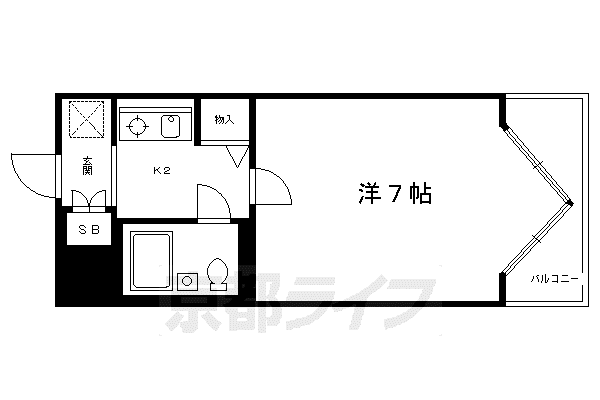 DETOM-1西陣聚楽(1K/3階)の間取り写真