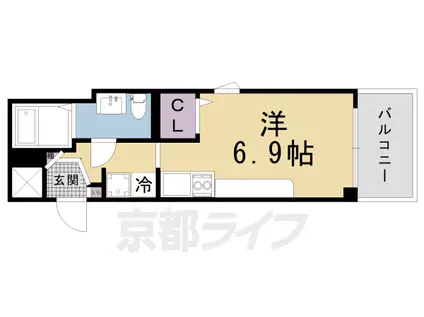 DETOM-1西陣聚楽(ワンルーム/4階)の間取り写真