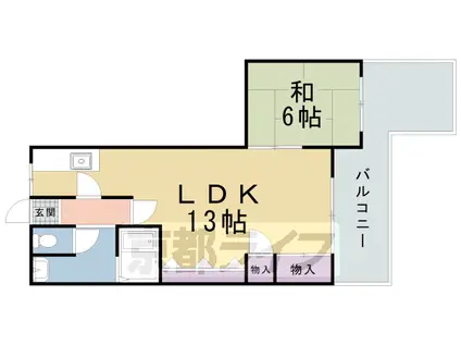 叡山電鉄 茶山・京都芸術大学駅 徒歩17分 4階建 築45年(1LDK/4階)の間取り写真