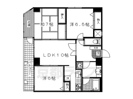 ライオンズマンション京都東堀川(3LDK/8階)の間取り写真