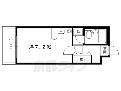 京都市烏丸線 丸太町駅(京都市営) 徒歩15分 11階建 築36年(ワンルーム/4階)の間取り写真