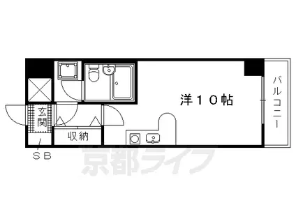 京都市烏丸線 丸太町駅(京都市営) 徒歩15分 11階建 築37年(1K/2階)の間取り写真