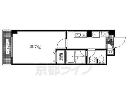京都市烏丸線 北山駅(京都) 徒歩7分 6階建 築29年(1K/3階)の間取り写真