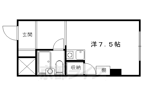 京阪電気鉄道鴨東線 出町柳駅 徒歩9分 7階建 築37年(ワンルーム/3階)の間取り写真