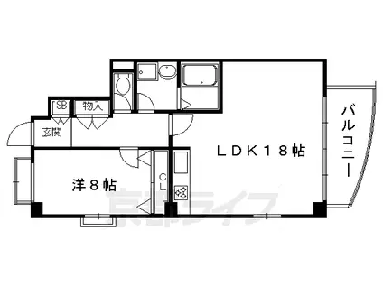 京阪電気鉄道鴨東線 神宮丸太町駅 徒歩8分 3階建 築34年(1LDK/3階)の間取り写真
