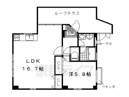 京阪電気鉄道鴨東線 神宮丸太町駅 徒歩8分 3階建 築34年(1LDK/4階)の間取り写真