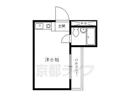 京都市烏丸線 今出川駅 徒歩10分 3階建 築35年(ワンルーム/2階)の間取り写真