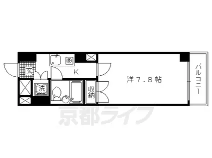 京都市烏丸線 丸太町駅(京都市営) 徒歩12分 11階建 築37年(1K/2階)の間取り写真