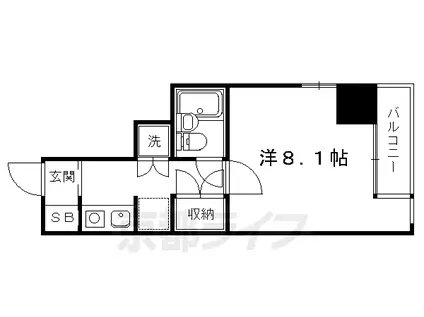 京都市烏丸線 丸太町駅(京都市営) 徒歩12分 11階建 築37年(1K/8階)の間取り写真