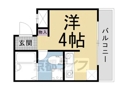 京都市烏丸線 今出川駅 徒歩15分 3階建 築35年(ワンルーム/1階)の間取り写真