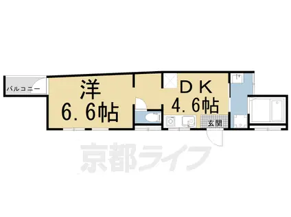 京都市烏丸線 今出川駅 徒歩15分 3階建 築35年(1DK/1階)の間取り写真
