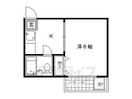 京都市烏丸線 今出川駅 徒歩5分 3階建 築43年(1K/3階)の間取り写真