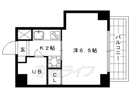 京阪電気鉄道鴨東線 神宮丸太町駅 徒歩10分 6階建 築37年(1K/2階)の間取り写真