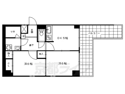 京阪電気鉄道鴨東線 神宮丸太町駅 徒歩10分 6階建 築37年(2DK/3階)の間取り写真