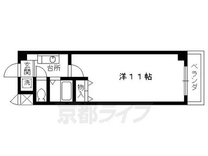 叡山電鉄 一乗寺駅 徒歩10分 3階建 築29年(1K/3階)の間取り写真