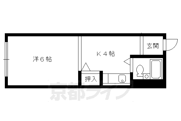 パインフィールド北白川Ⅰ.Ⅱ.Ⅲ(1K/2階)の間取り写真