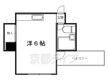 京都市烏丸線 国際会館駅 徒歩1分 4階建 築45年(ワンルーム/3階)の間取り写真