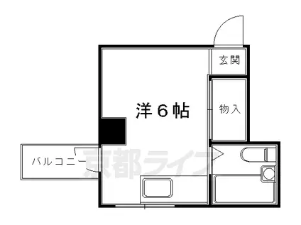 京都市烏丸線 国際会館駅 徒歩1分 4階建 築45年(ワンルーム/3階)の間取り写真