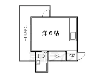 京都市烏丸線 国際会館駅 徒歩1分 4階建 築45年(ワンルーム/3階)の間取り写真