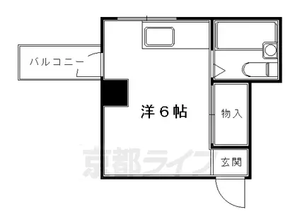 京都市烏丸線 国際会館駅 徒歩1分 4階建 築45年(ワンルーム/2階)の間取り写真