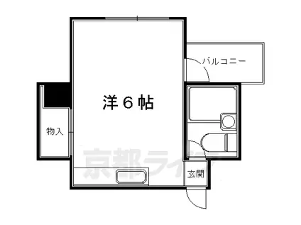京都市烏丸線 国際会館駅 徒歩1分 4階建 築45年(ワンルーム/3階)の間取り写真