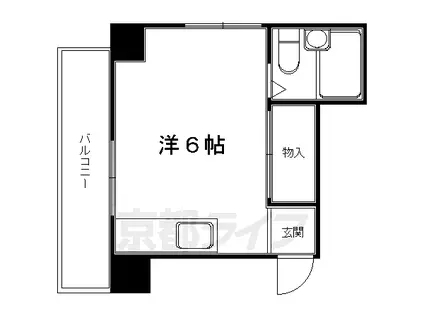 京都市烏丸線 国際会館駅 徒歩1分 4階建 築45年(ワンルーム/4階)の間取り写真