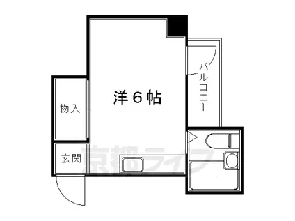 京都市烏丸線 国際会館駅 徒歩1分 4階建 築45年(ワンルーム/4階)の間取り写真
