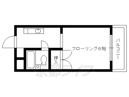 叡山電鉄 一乗寺駅 徒歩8分 6階建 築37年(1K/6階)の間取り写真