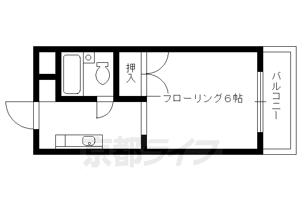 叡山電鉄 一乗寺駅 徒歩8分 6階建 築37年(1K/3階)の間取り写真