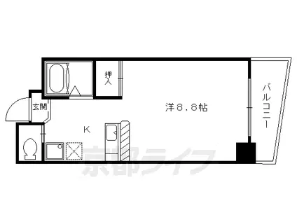 叡山電鉄 一乗寺駅 徒歩5分 4階建 築36年(1K/2階)の間取り写真