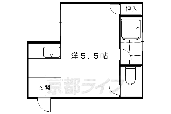 京都市烏丸線 松ケ崎駅(京都) 徒歩10分 4階建 築38年(ワンルーム/4階)の間取り写真