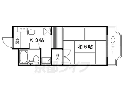 叡山電鉄 一乗寺駅 徒歩7分 4階建 築41年(1K/1階)の間取り写真