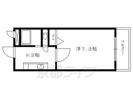 叡山電鉄 一乗寺駅 徒歩4分 3階建 築33年(1K/1階)の間取り写真
