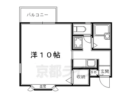 叡山電鉄 一乗寺駅 徒歩2分 4階建 築35年(1K/4階)の間取り写真